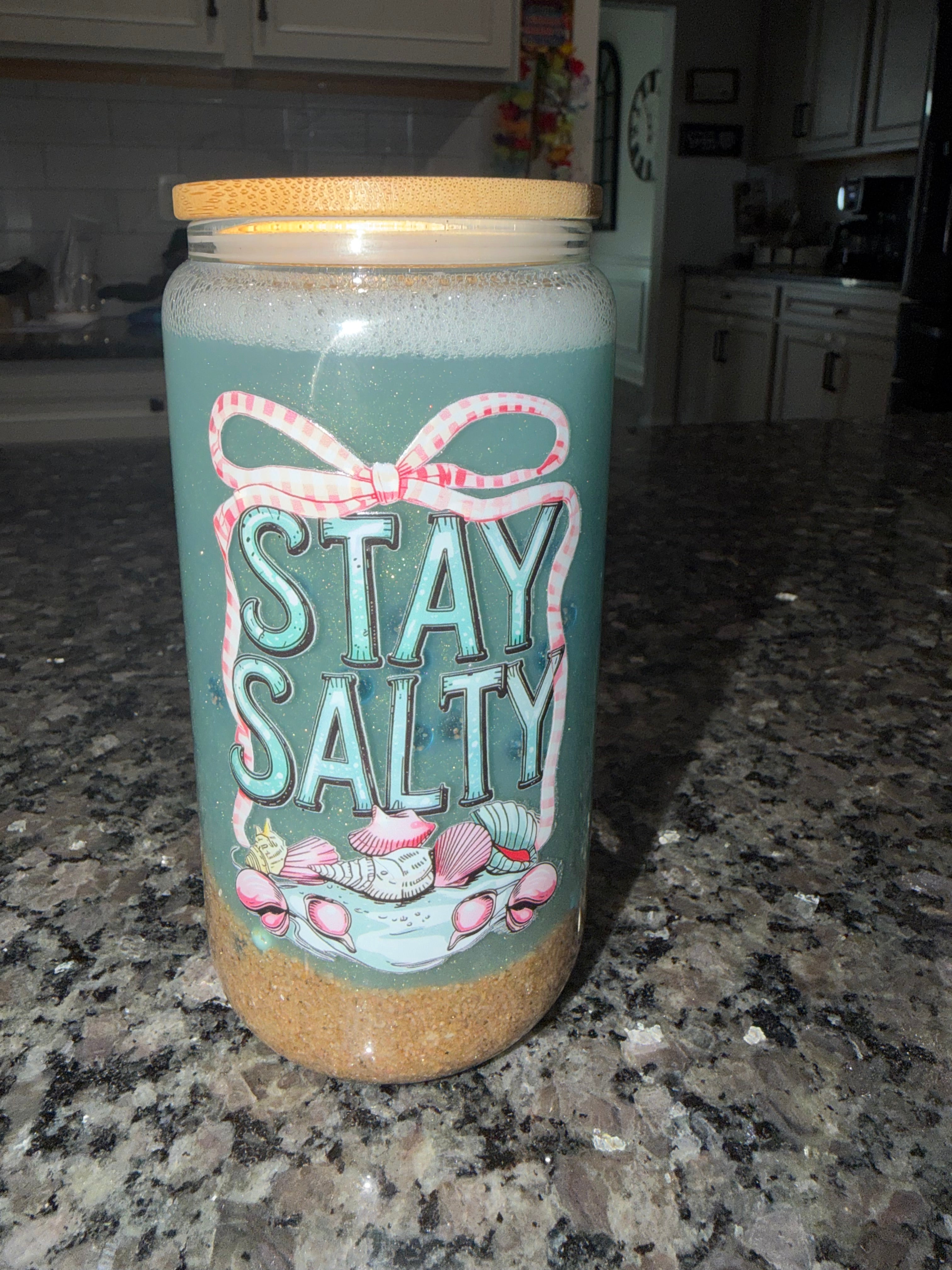 Stay salty (glass cup)