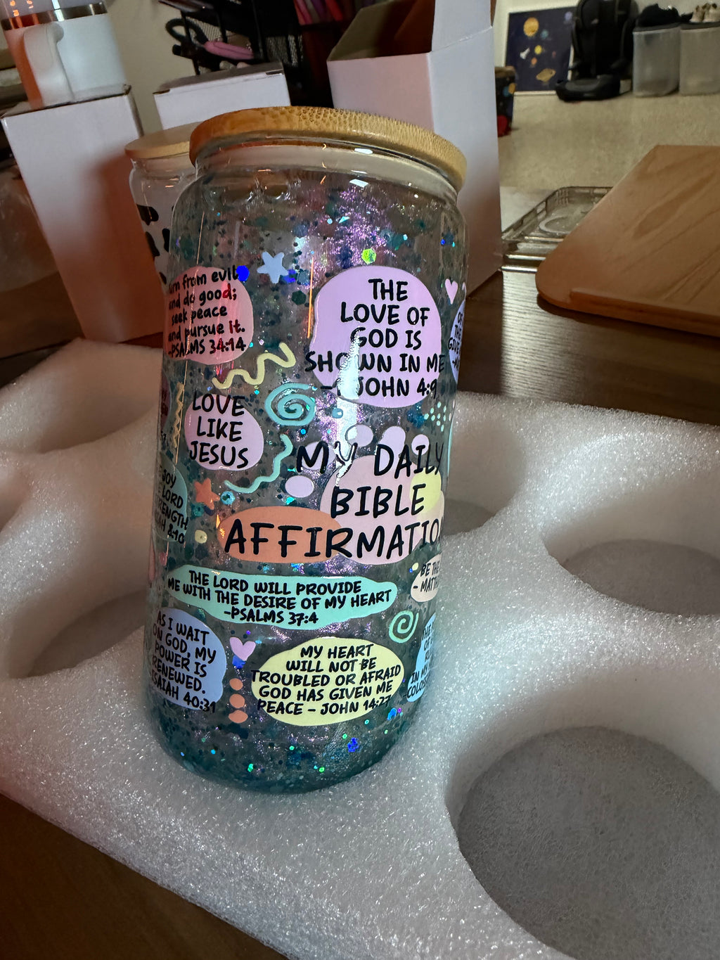 Bible verses (glass cup)