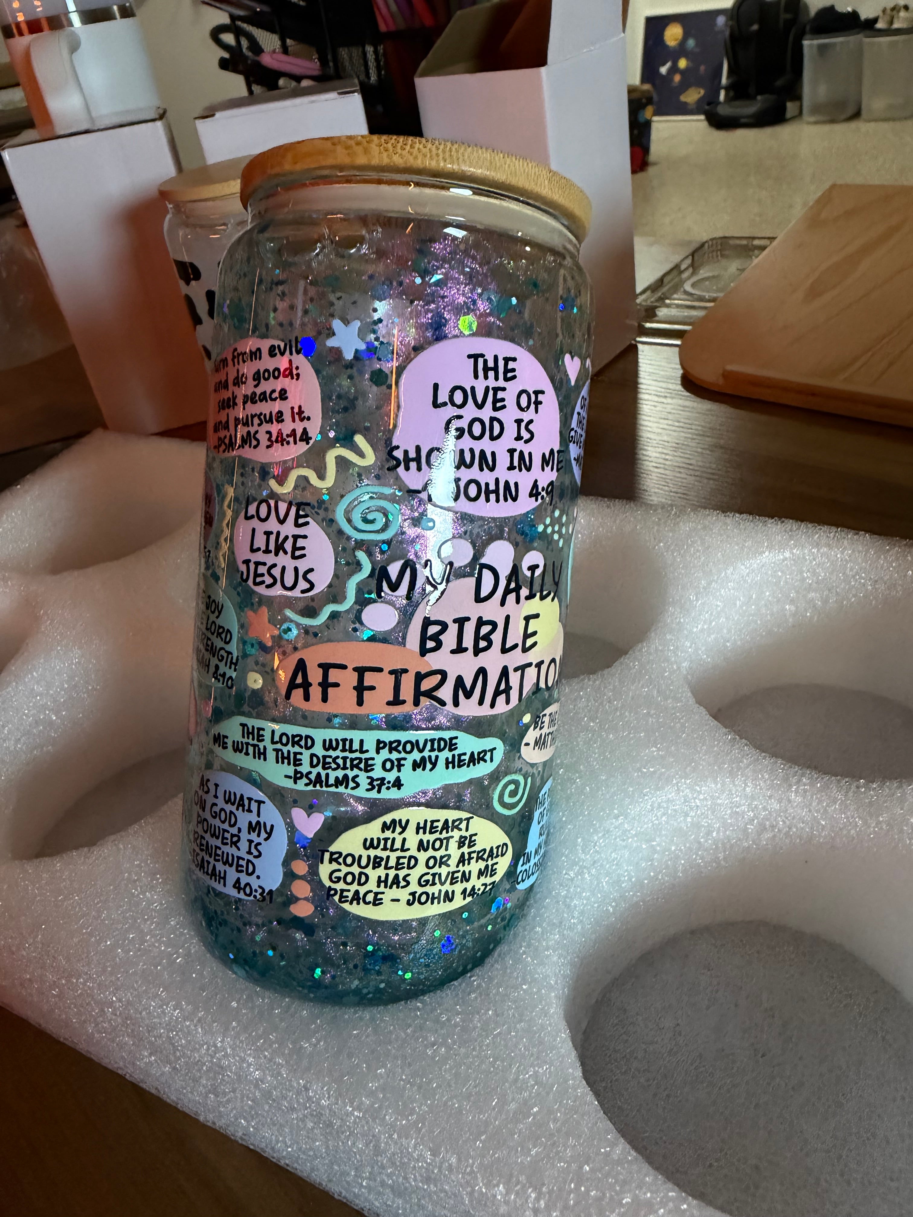 Bible verses (glass cup)